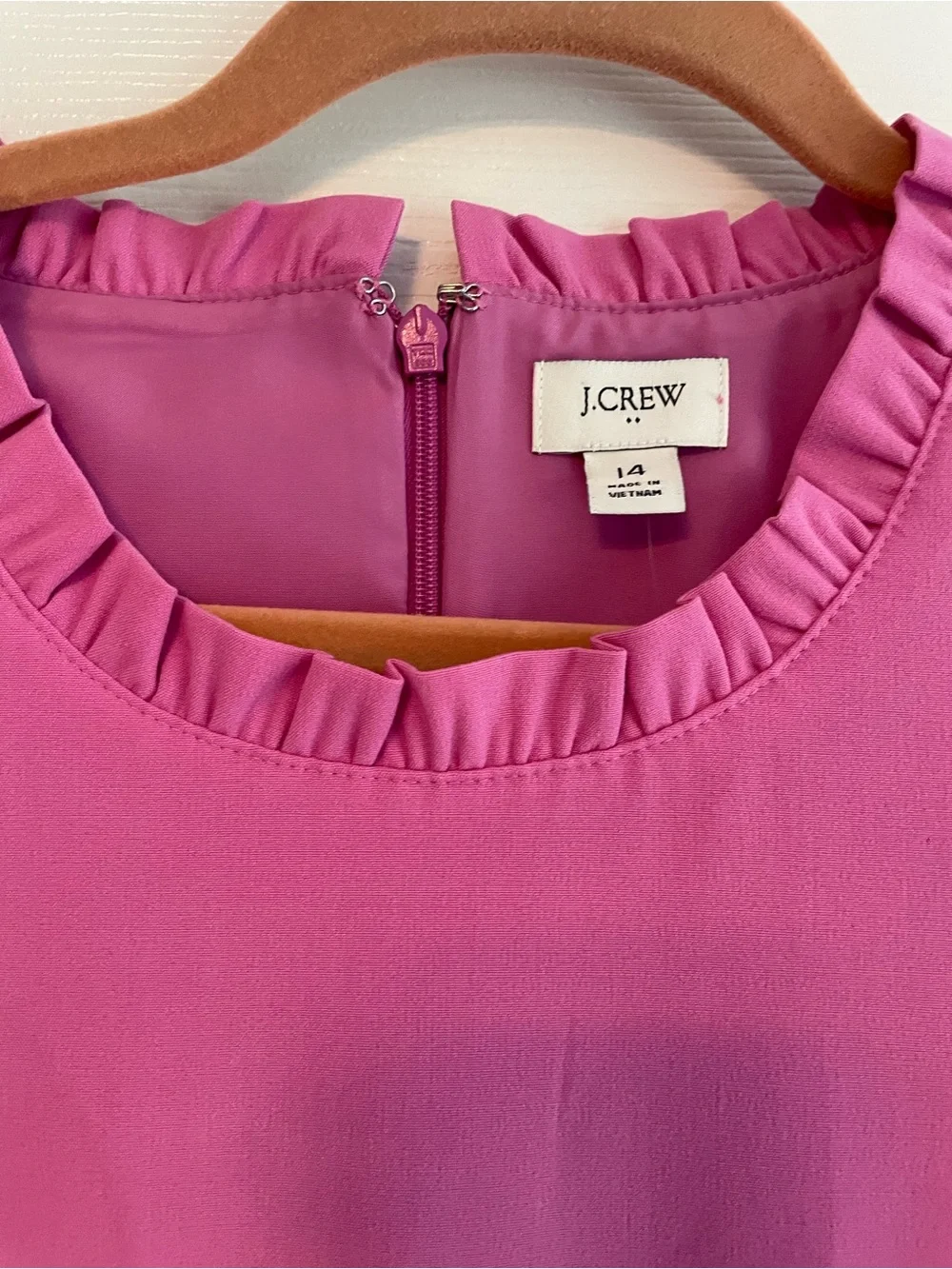 J. Crew Sleeveless Ruffle-Trim Shift Dress in Pink